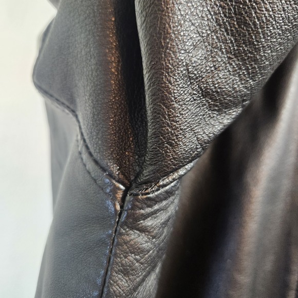 Pelle Cuir Black Leather Bomber Jacket Mens XL Buckles Vintage minor flaws - Picture 7 of 15